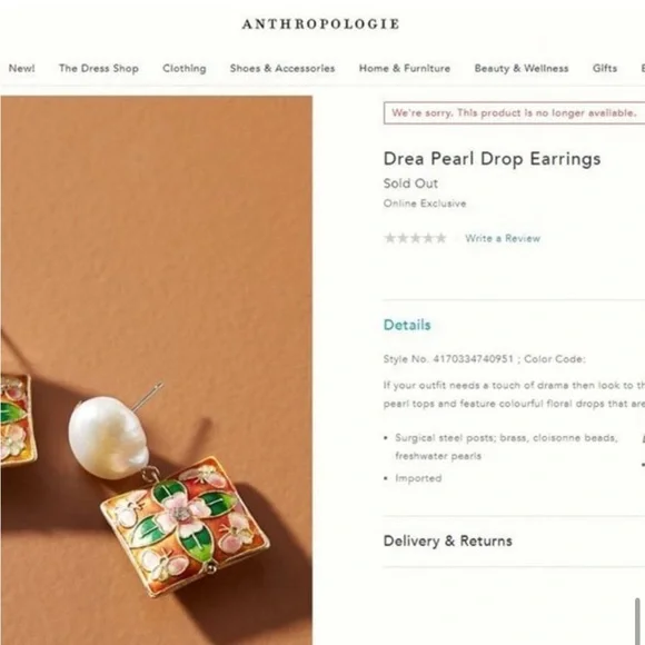 NWT Anthropologie Cloisonne Pearl Drop Earrings - Picture 7 of 7